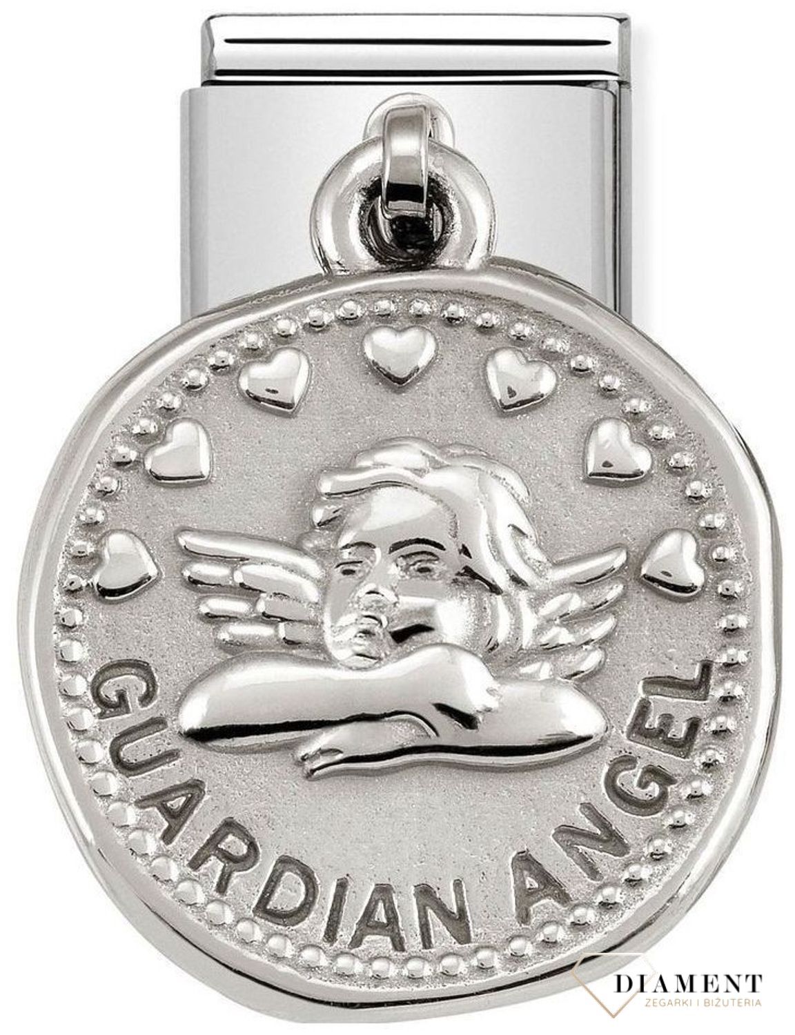 Nomination Link 925 zawieszka srebro 'Aniołek z napisem Anioł Stróż' 331804 21 biżuteria nomination nomination zawieszki nomination baza.jpg